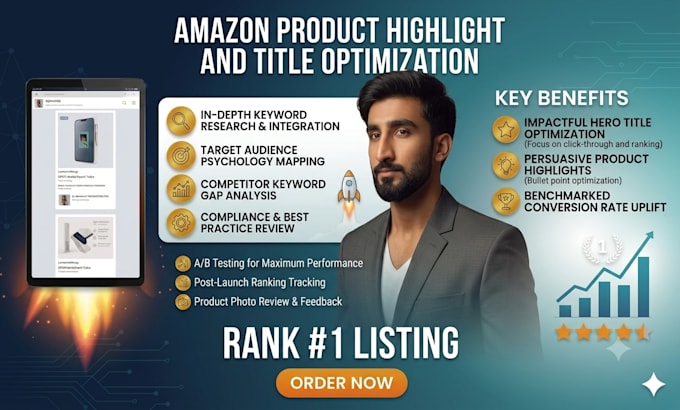 update amazon listing with SEO amazon title and product highlights