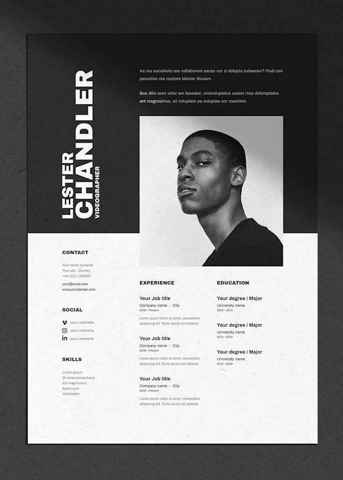 create a professional or an artistic CV depending on your profession