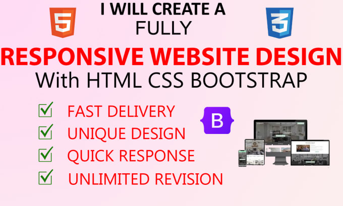 Create a complete website design with html css and bootstrap by Saj_jad ...