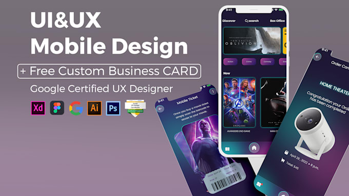 Mobile ui ux design with free business card by Zacwalfram | Fiverr