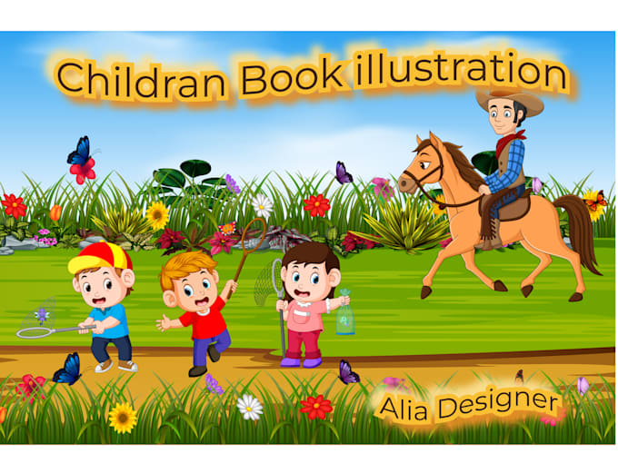Draw story book illustration and cover children book illustration and