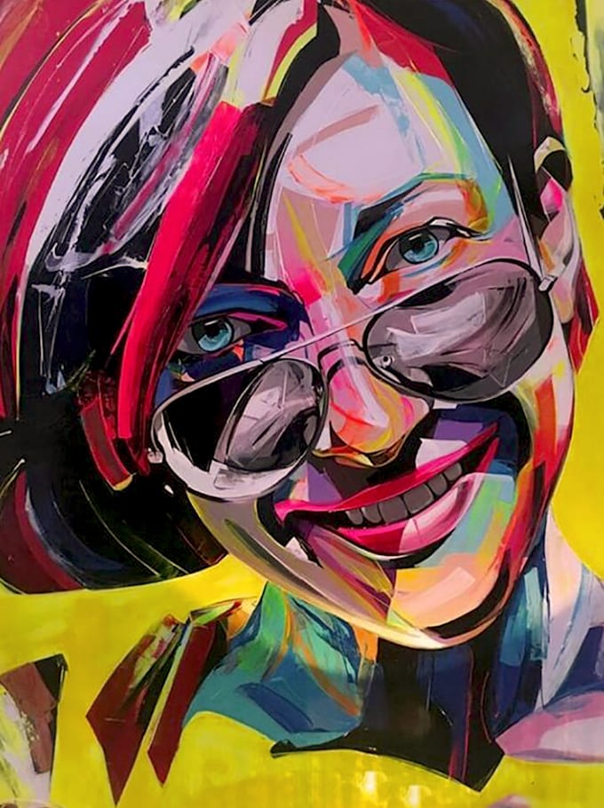 Draw abstract art, portrait, oil paint, digital art illustration by