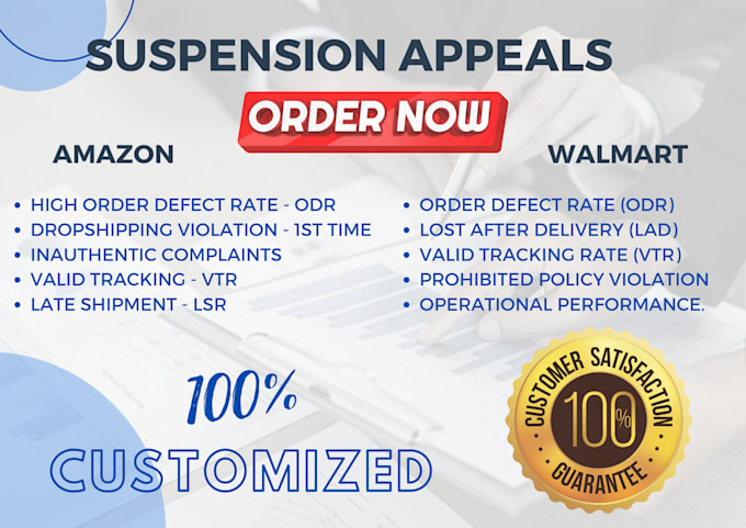 Write suspension appeal letter for walmart or amazon poa by
