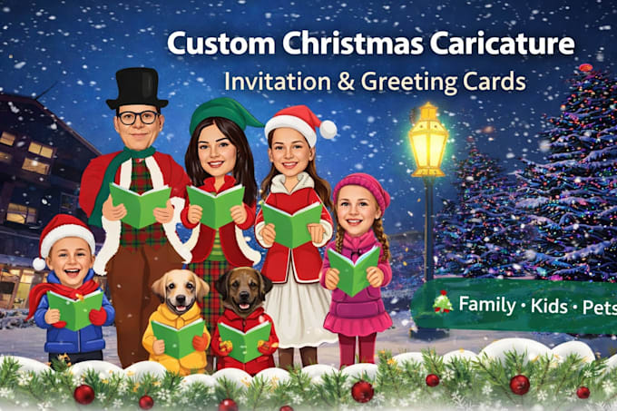 make custom christmas cartoon portraits and cards