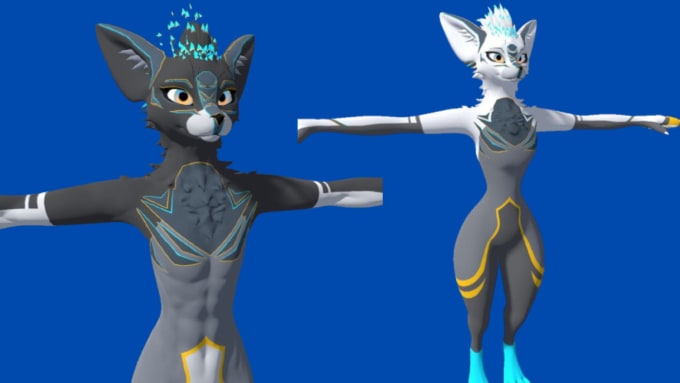 Design custom vrchat, furry, vtuber 3d anime model, 3d rendering