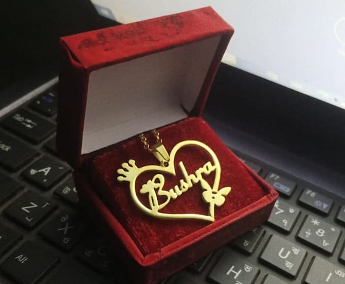 design custom personalized name necklace cutting file for laser cutting machine
