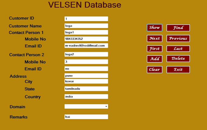 create database projects with front end