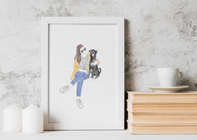 create a personalized hand drawn portrait illustration