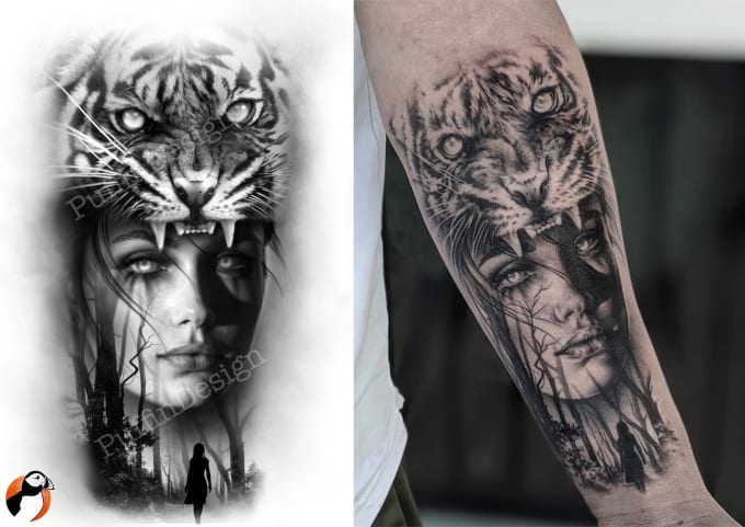 Design your custom tattoo as a professional tattoo artist by Puffindesign |  Fiverr