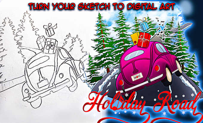 redraw or draw, fix hand drawings, sketches, logo, into digital art