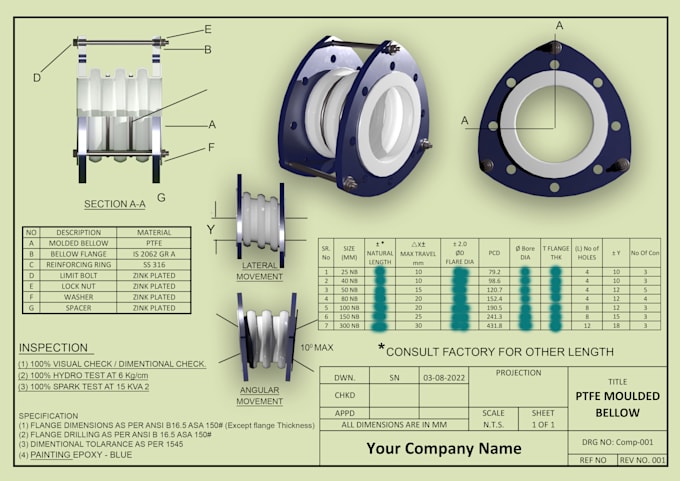 Do 3d model of pipe fittings ptfe lined columns ptfe products and ...