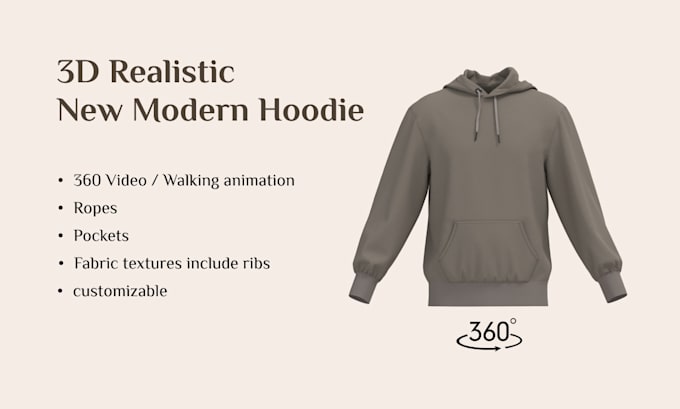 do 3d realistic hoodie rotation for clothing