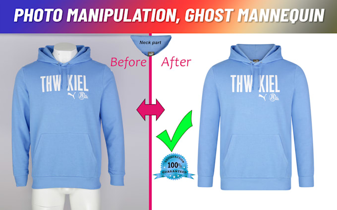 do ghost mannequin or neck joint, dummy retouch in photoshop