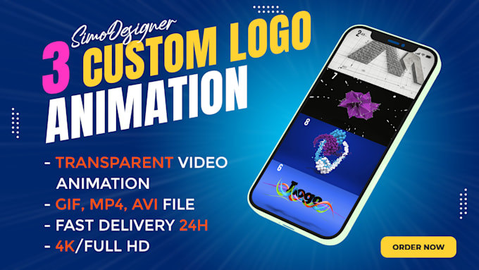 make custom 4k logo animation and youtube intro outro video