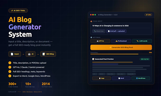 build an ai blog generator that creates SEO friendly