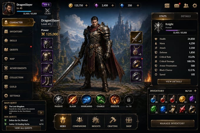 design creative game art, modern game UI design