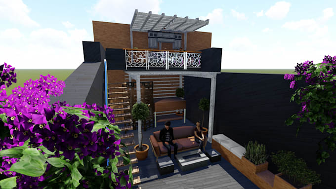 3d landscape backyard , outdoor environment design