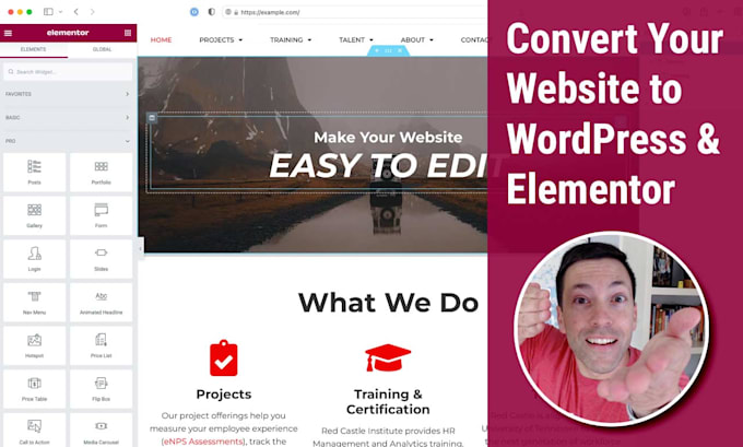 convert your website to wordpress and elementor