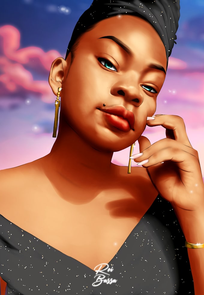 Draw a digital portrait art painting from photo by Roi_bassa_ Fiverr