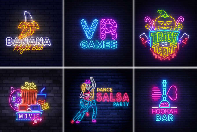 neon sign, neon logo, gaming logo, podcast