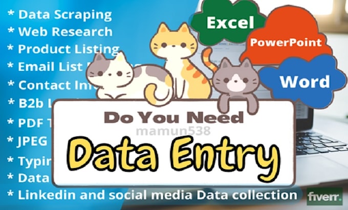 do quickly data entry, data mining, information list building, web research job