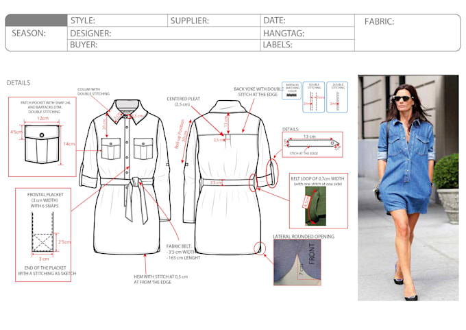 make fashion tech pack with flats for production