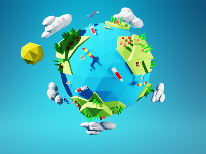 create lowpoly 3d planets for your