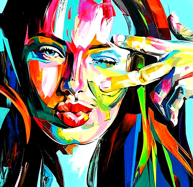 Make a unique digital painting abstract portrait art by Gracelynkeily