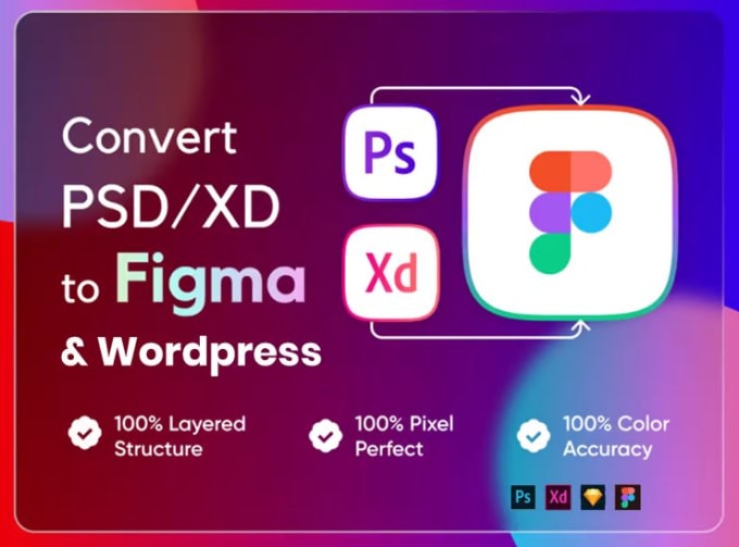 Covert xd psd sketch figma design to wordpress using elementor