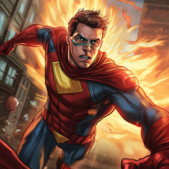 draw superhero action comic for you need