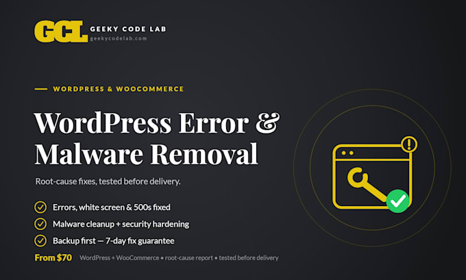 fix wordpress errors, debug issues and remove malware