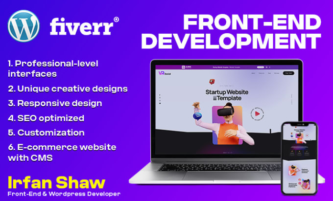 Front end web development using html css bootstrap by Irfanshaw | Fiverr