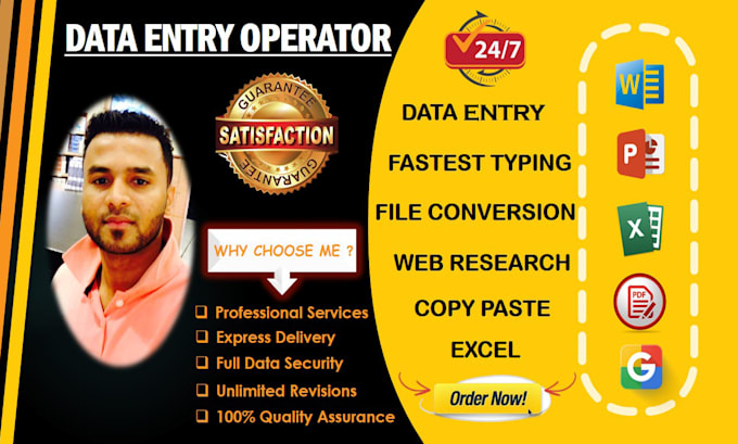 do professional data entry, typing, copy paste ,web research