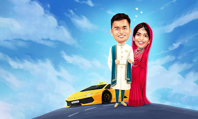 do animated wedding caricature invitation video