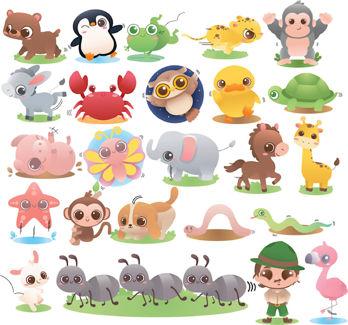 draw you cute animals clipart in vektor esp file