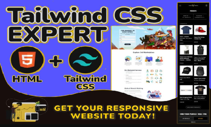 Create a responsive website and landing page tailwind css by Anas_ait ...