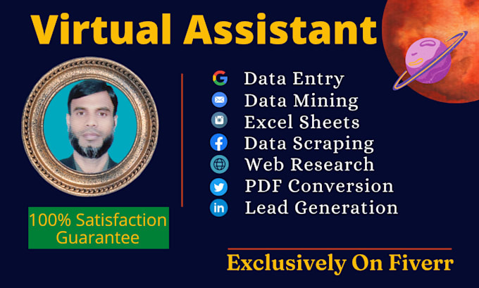 be your virtual assistant for excel data entry, web research