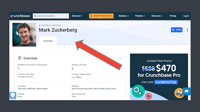 create crunchbase profile for you and your company