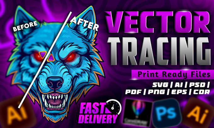 vectorize image or logo in 1 hour clean and scalable file