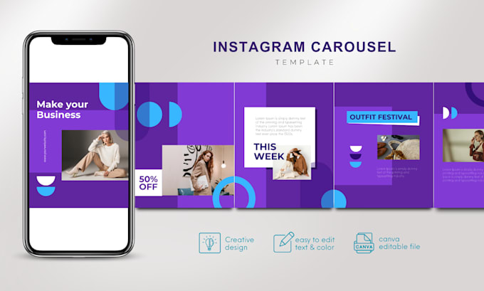 editable canva templates for instagram, linkedin carousel designs