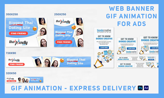 Animate html5 banner ads, gif banner, looped gif, and image gif designs ...