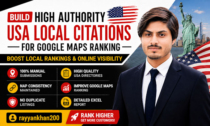 build high authority USA local citations for google maps ranking
