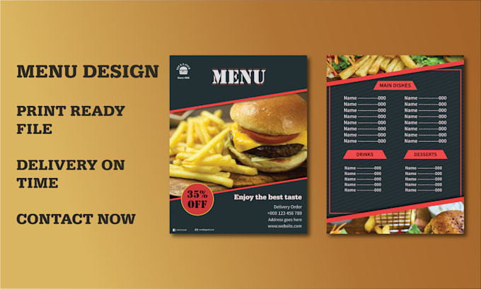 design menu cards, posters for your restaurant