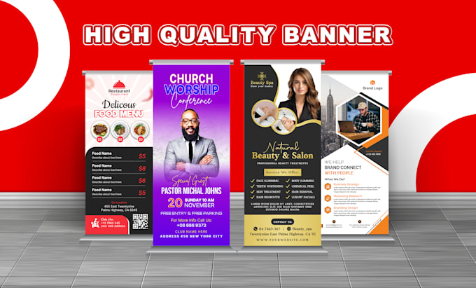 design roller or roll up banner for corporate, real estate, restaurant, medical
