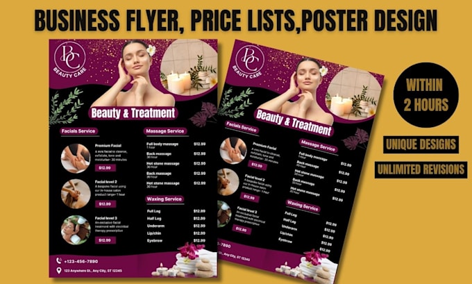 design eye catching flyers for beauty salon, spa, nail, lash and hair