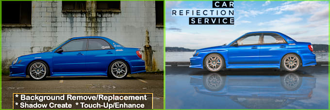 automotive car photo editing background remove or retouching and shadow service