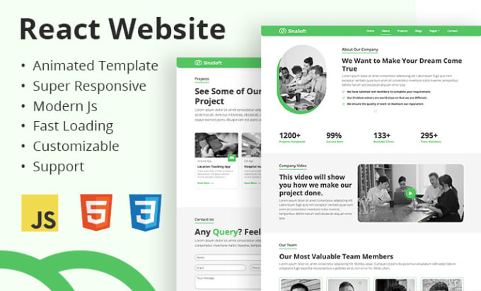 Create react single page website by Dev sina Fiverr