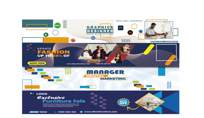 design facebook cover, youtube banner, and all social media