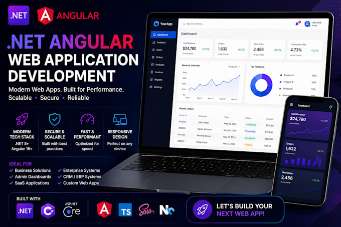 develop net core and angular web applications
