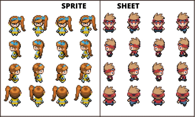 Create pixelated sprite sheet, fnf sprites animation for game by ...